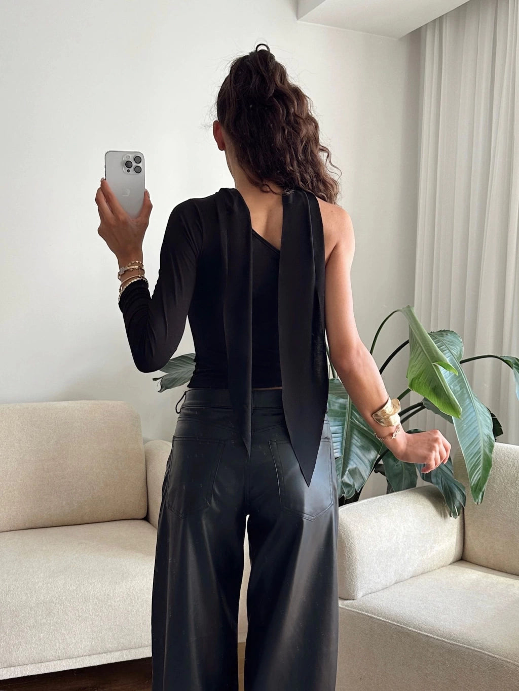 Black 2 piece Scarf Blouse