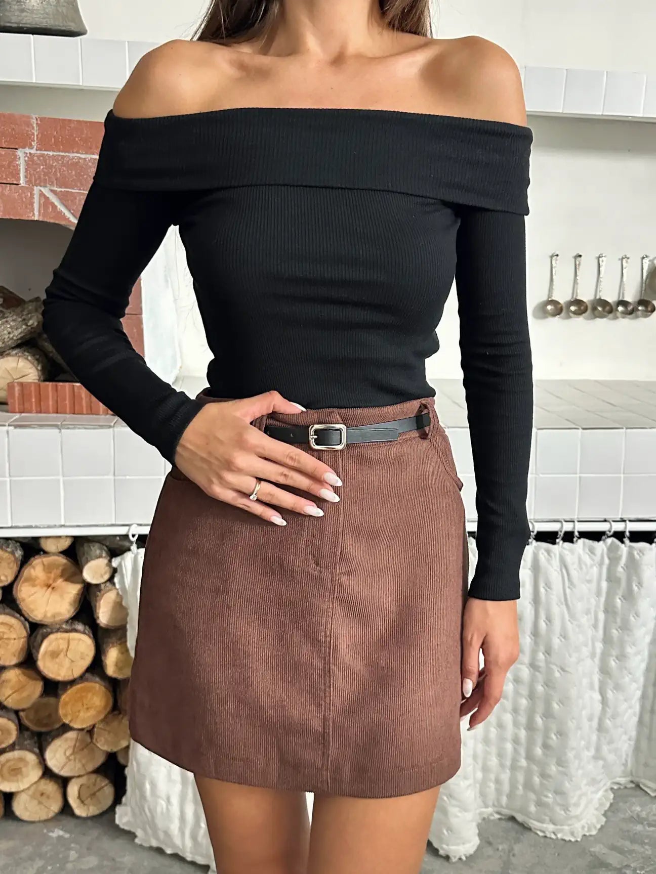 Long Sleeve Madonna Collar Blouse