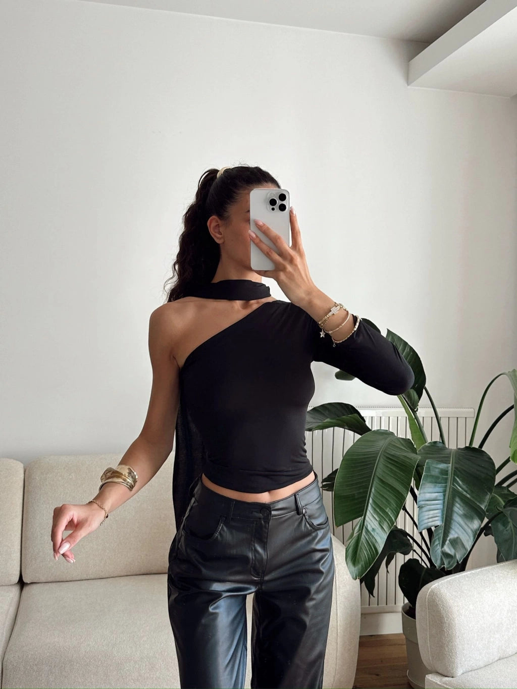 Black 2 piece Scarf Blouse