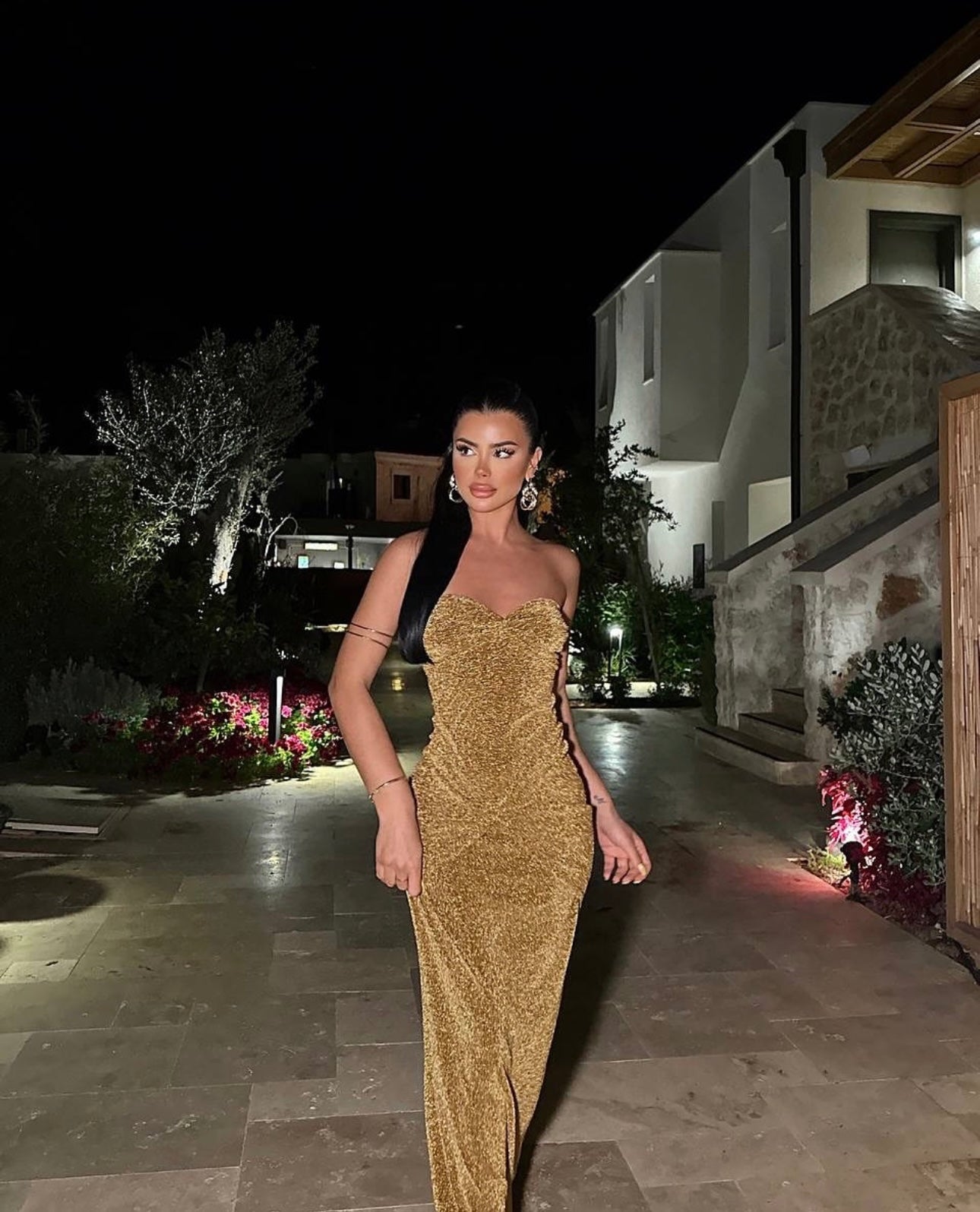 Dianora gold Lurex Long Dress