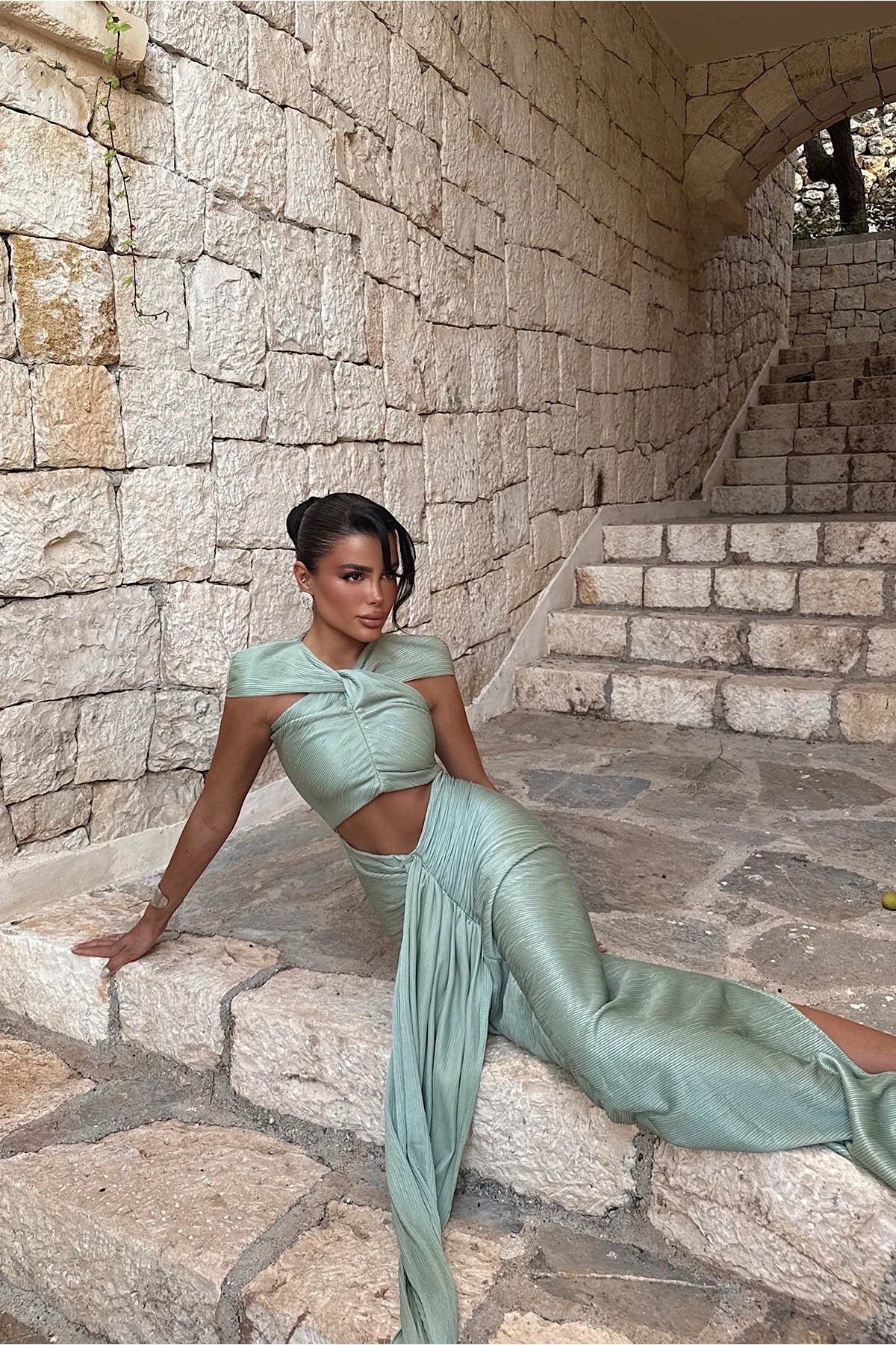 Aqua Green Orleans Long Dress