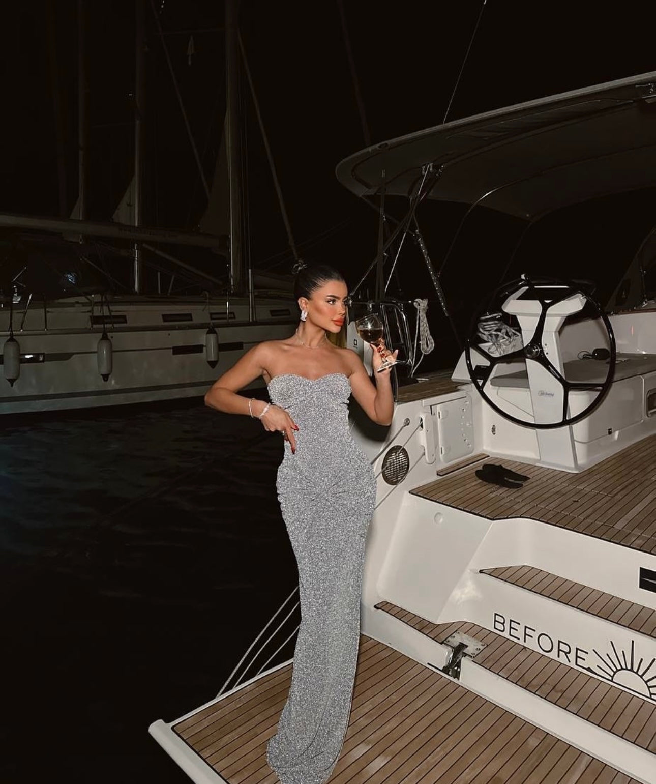 Dianora silver Lurex Long Dress