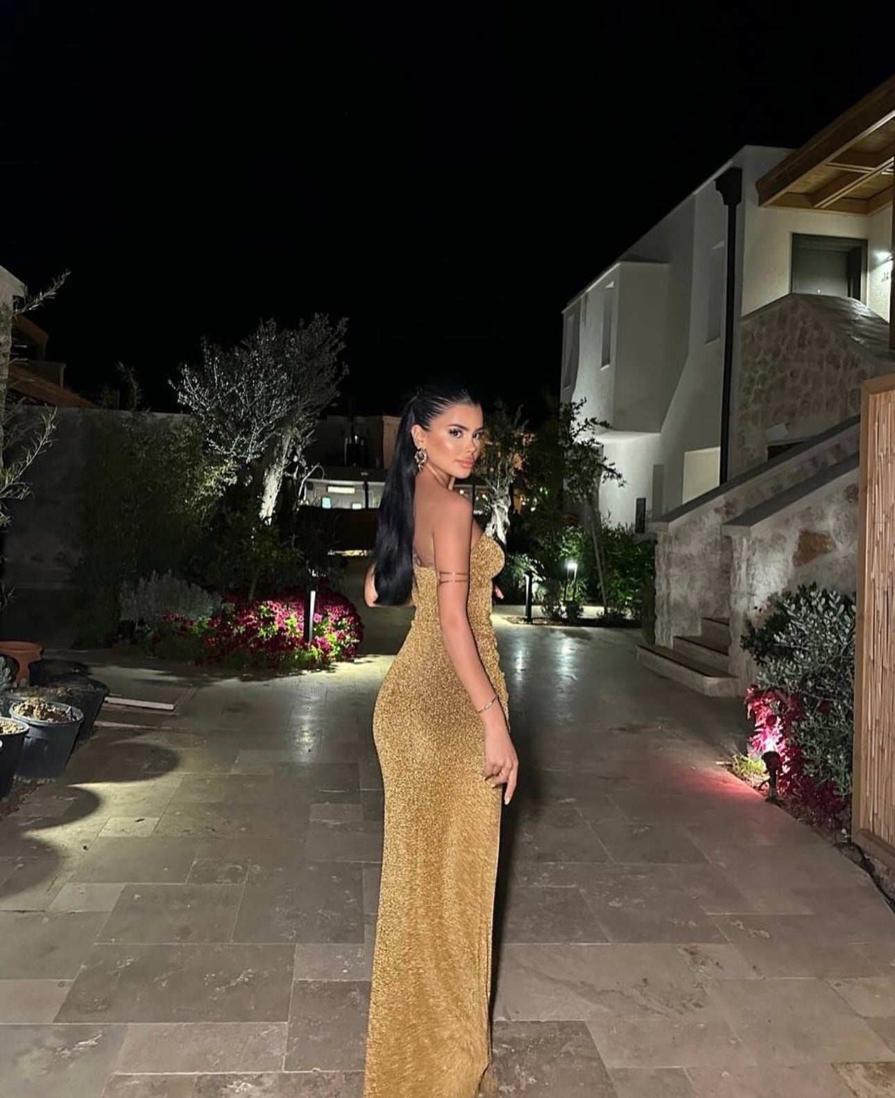 Dianora gold Lurex Long Dress
