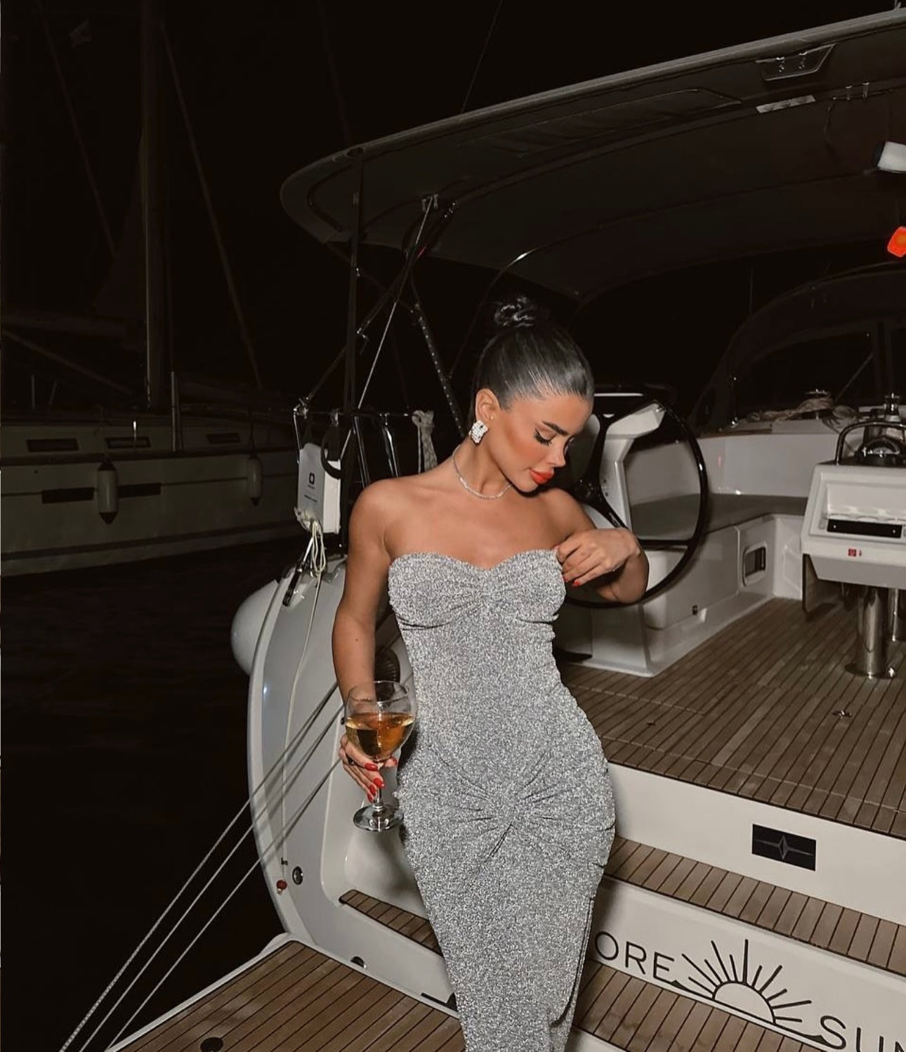 Dianora silver Lurex Long Dress