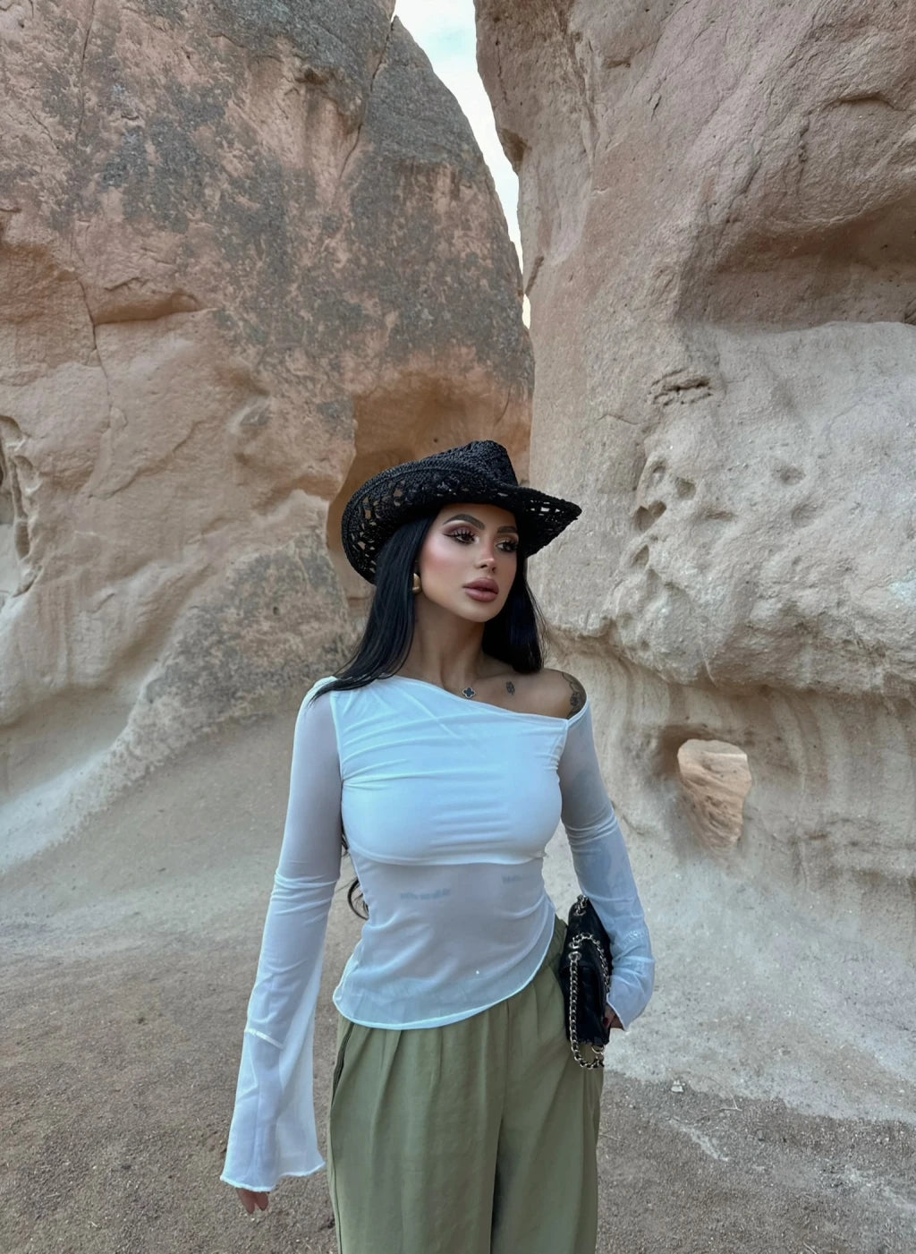White One Shoulder Tulle Detail Top