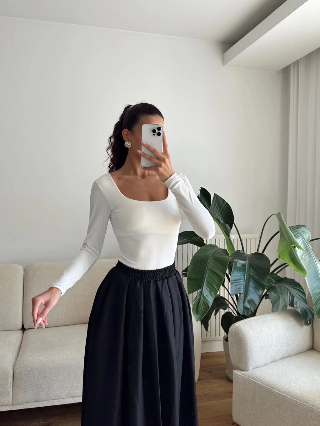 Square Neck Bodysuit - WHITE