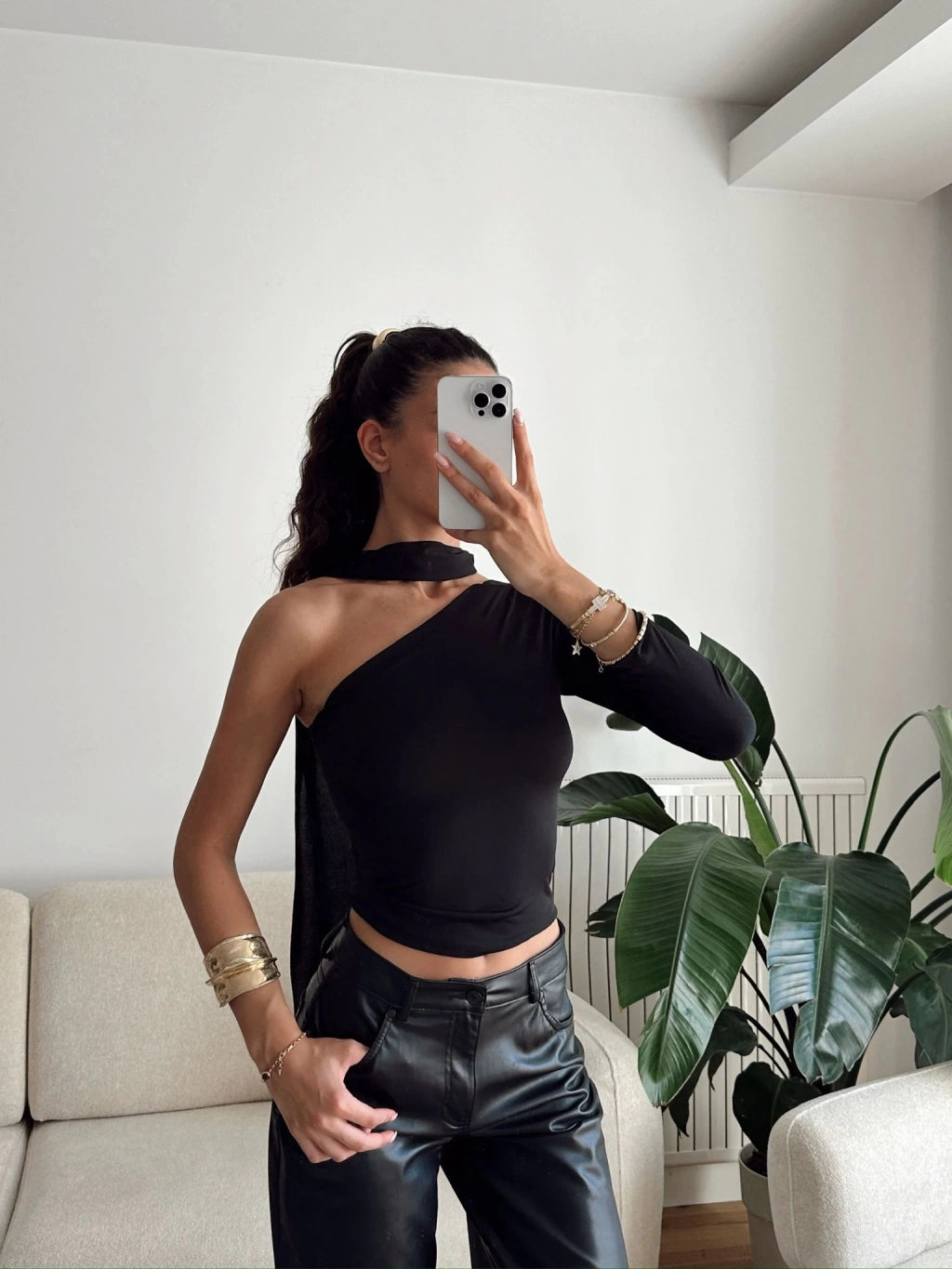 Black 2 piece Scarf Blouse