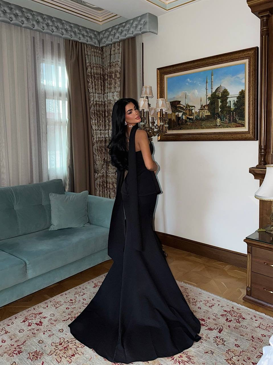 Black Benedita Long Scarf Dress