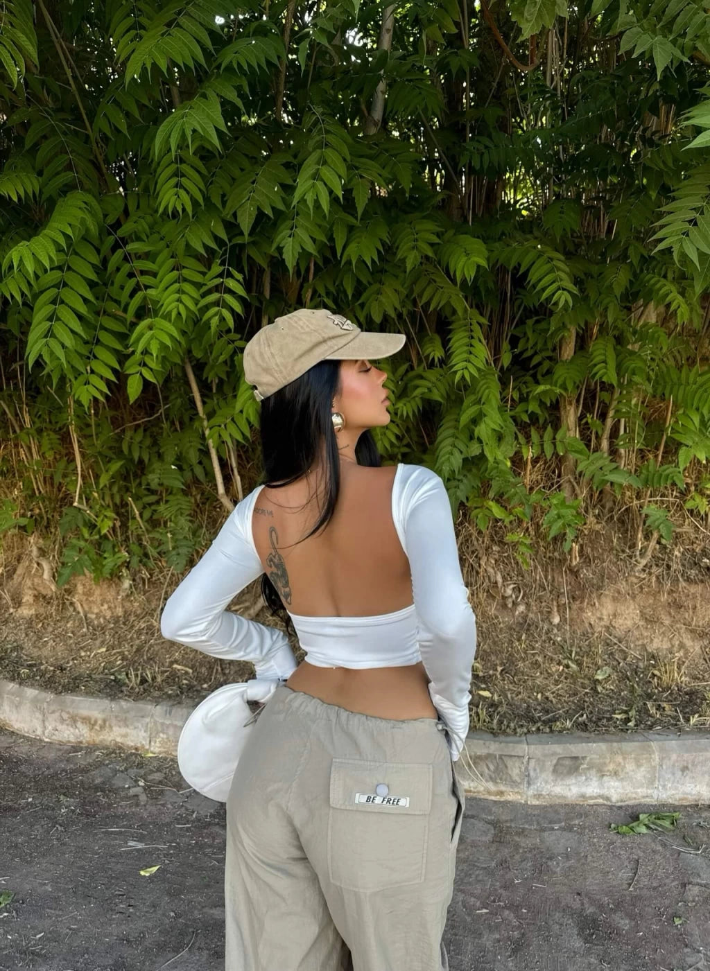 White Backless Basic Crop