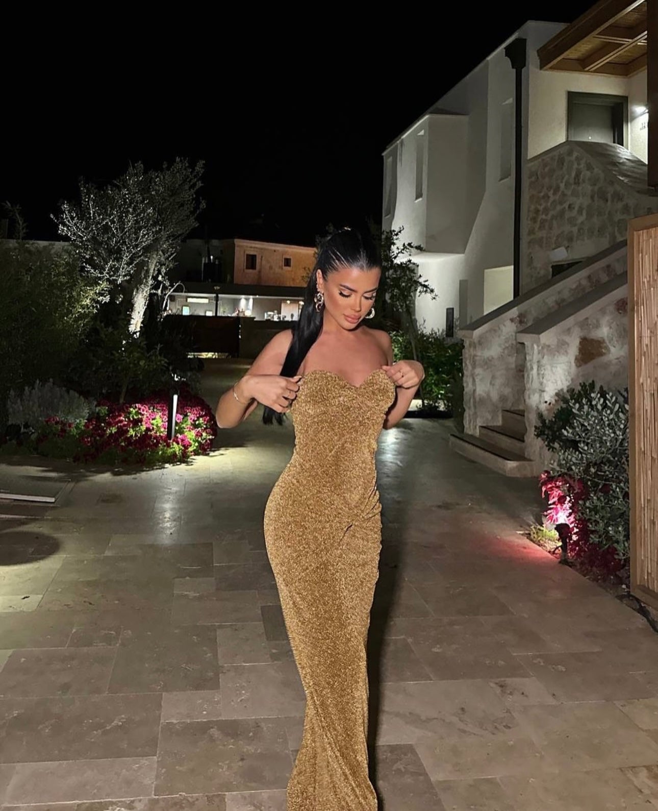 Dianora gold Lurex Long Dress