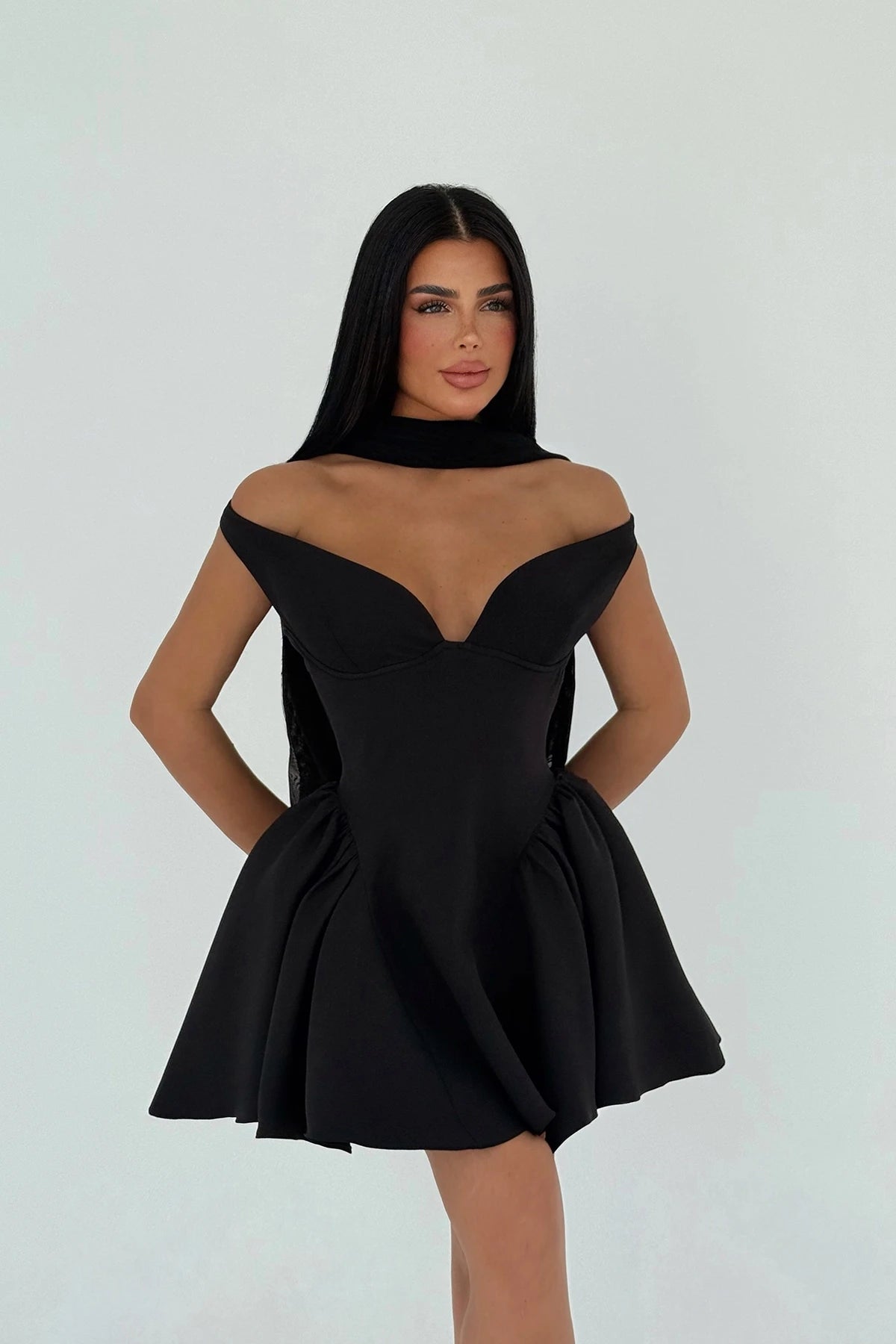 Black Back Detail Mini Dress