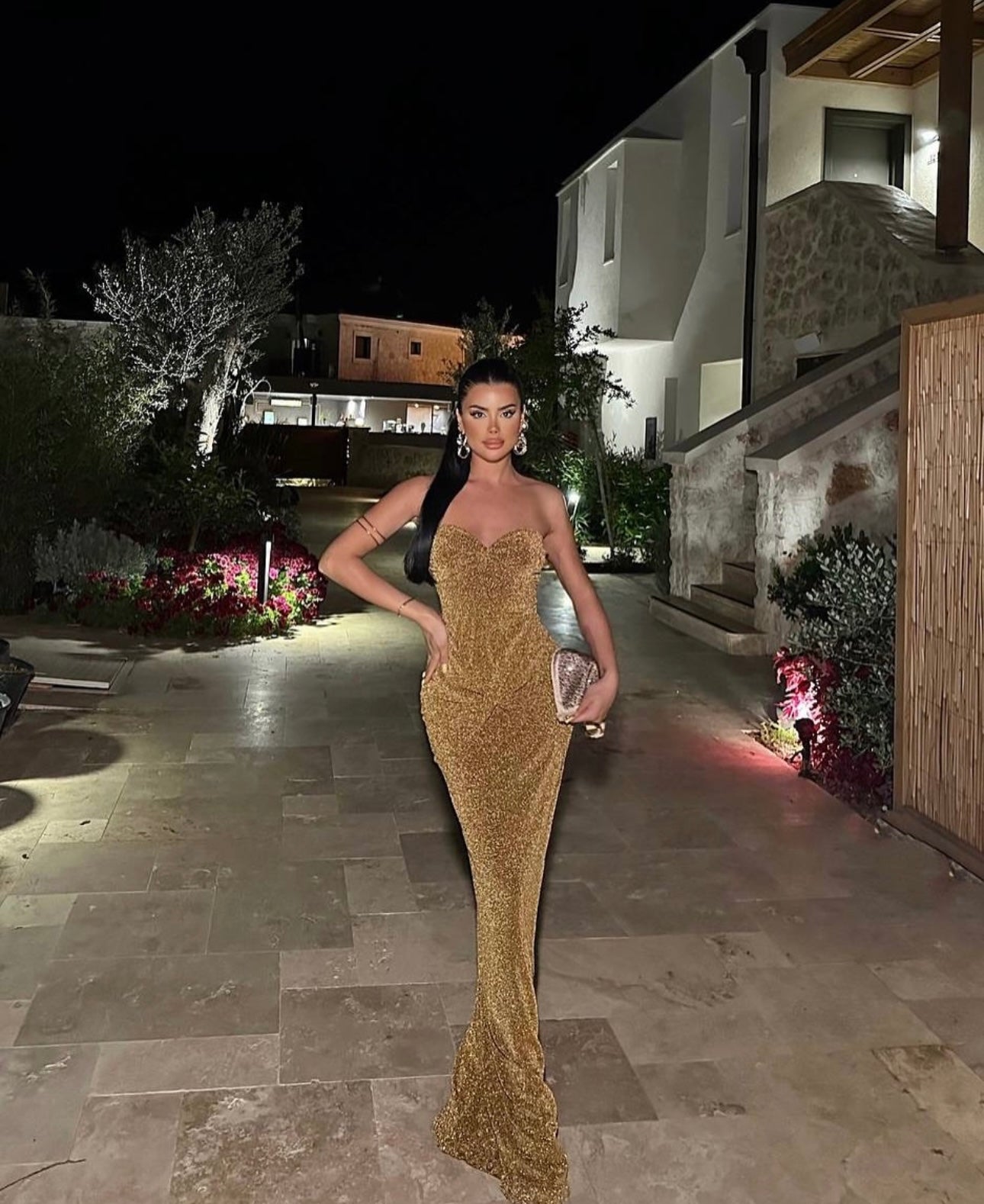 Dianora gold Lurex Long Dress