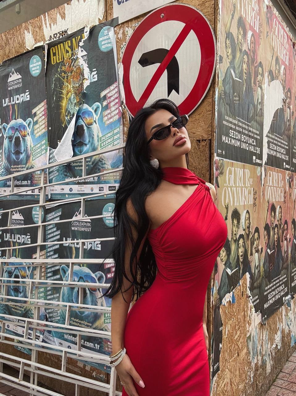 Red Shoulder Detail Dress