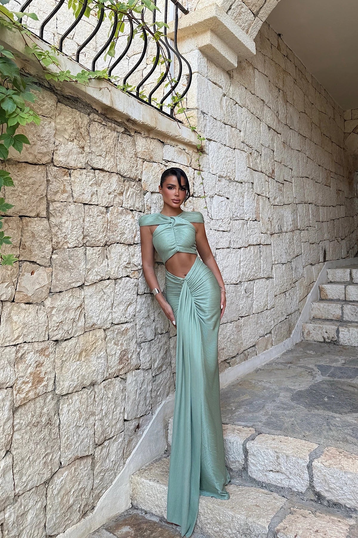 Aqua Green Orleans Long Dress