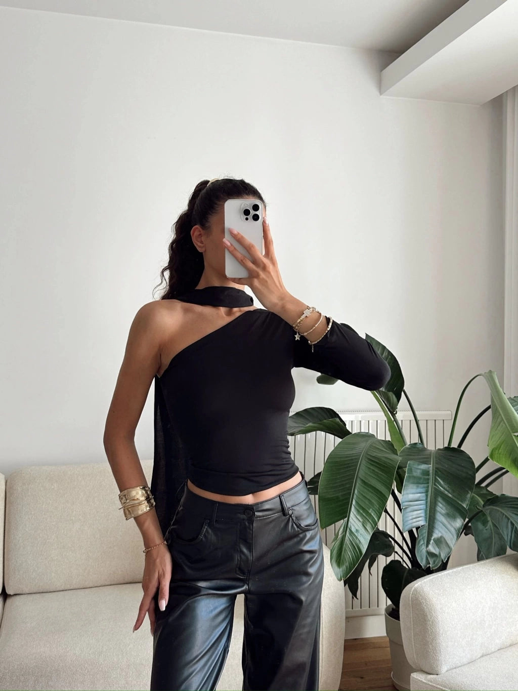 Black 2 piece Scarf Blouse