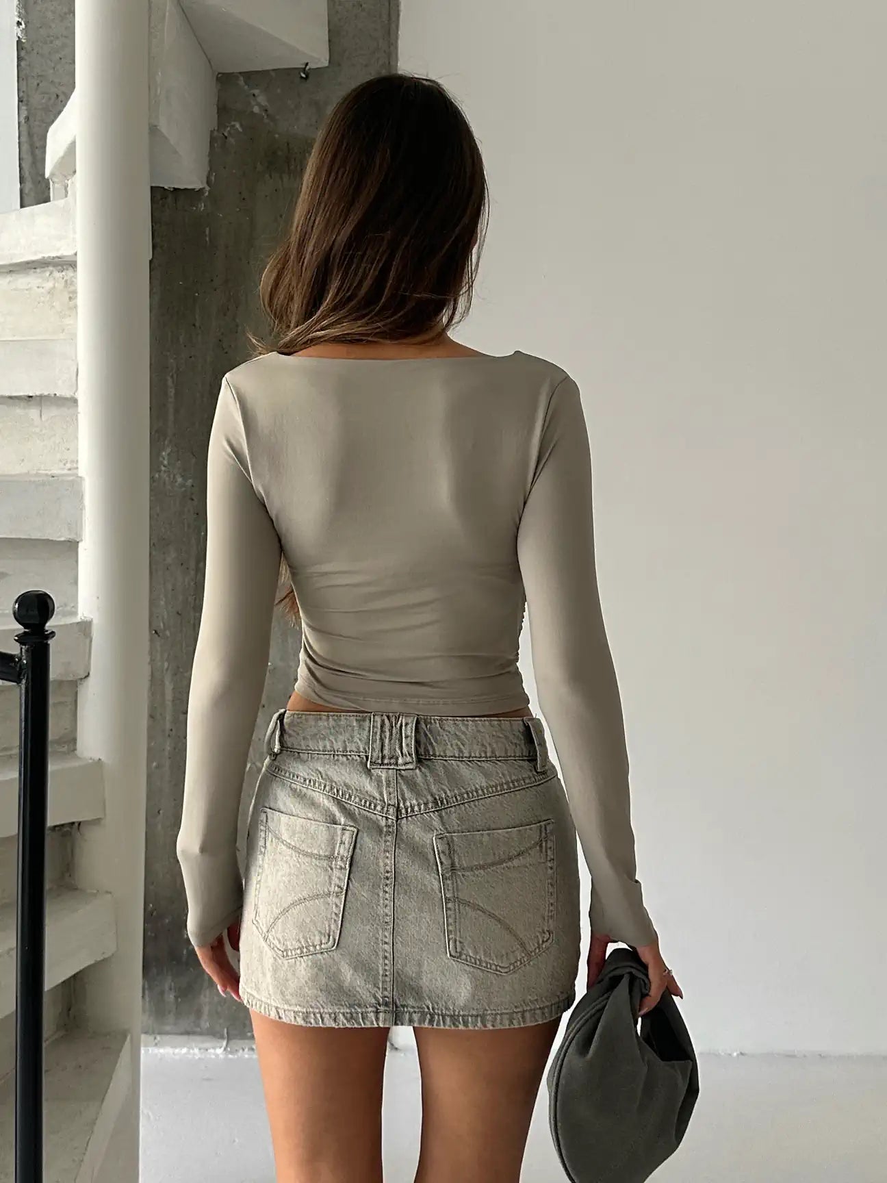 Square Neck Long Sleeve Blouse