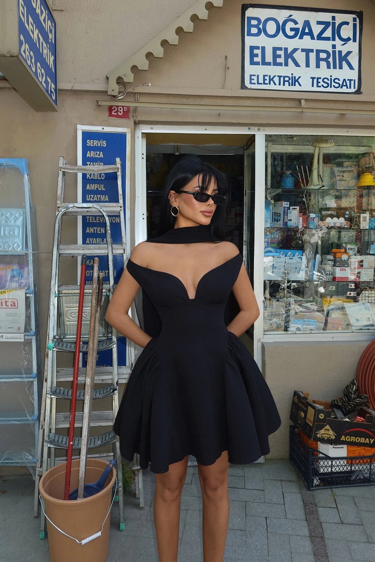 Black Back Detail Mini Dress
