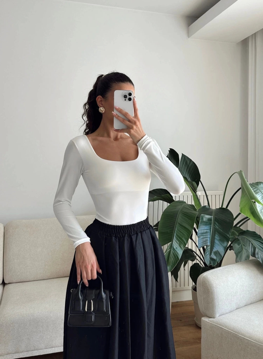 Square Neck Bodysuit - WHITE