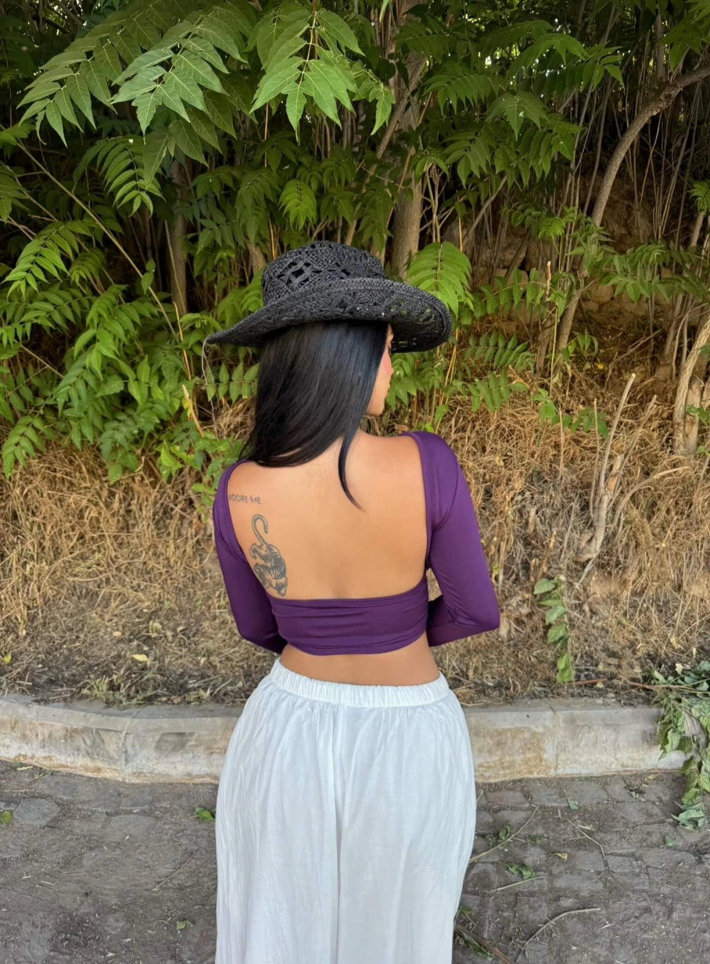 Purple Backless Basic Crop