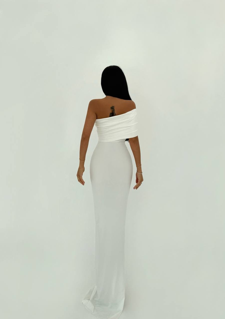 White Vanya One Sleeve Dress