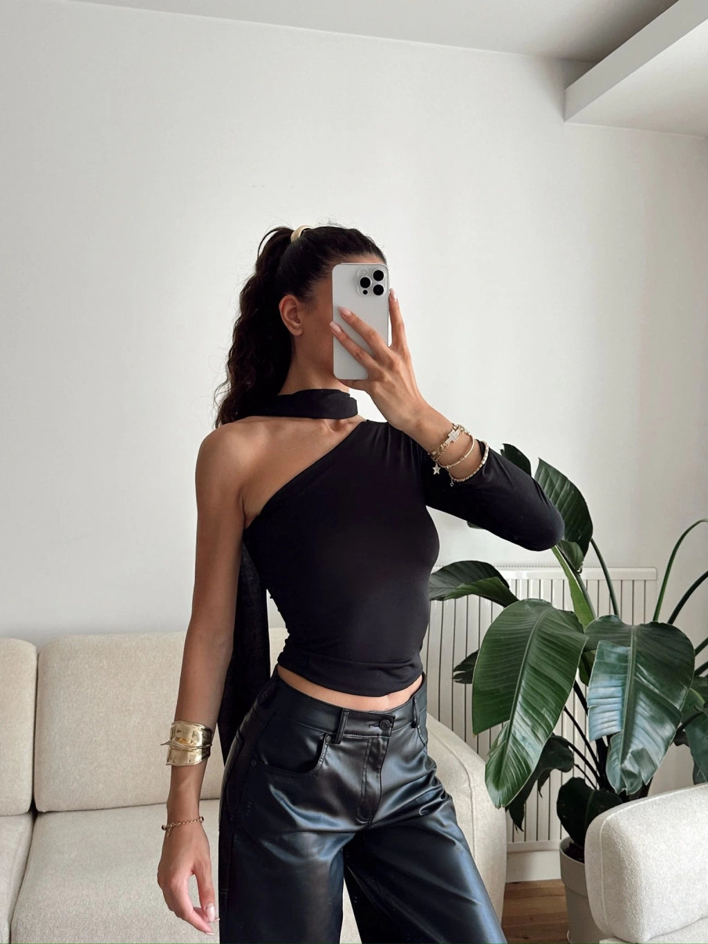 Black 2 piece Scarf Blouse