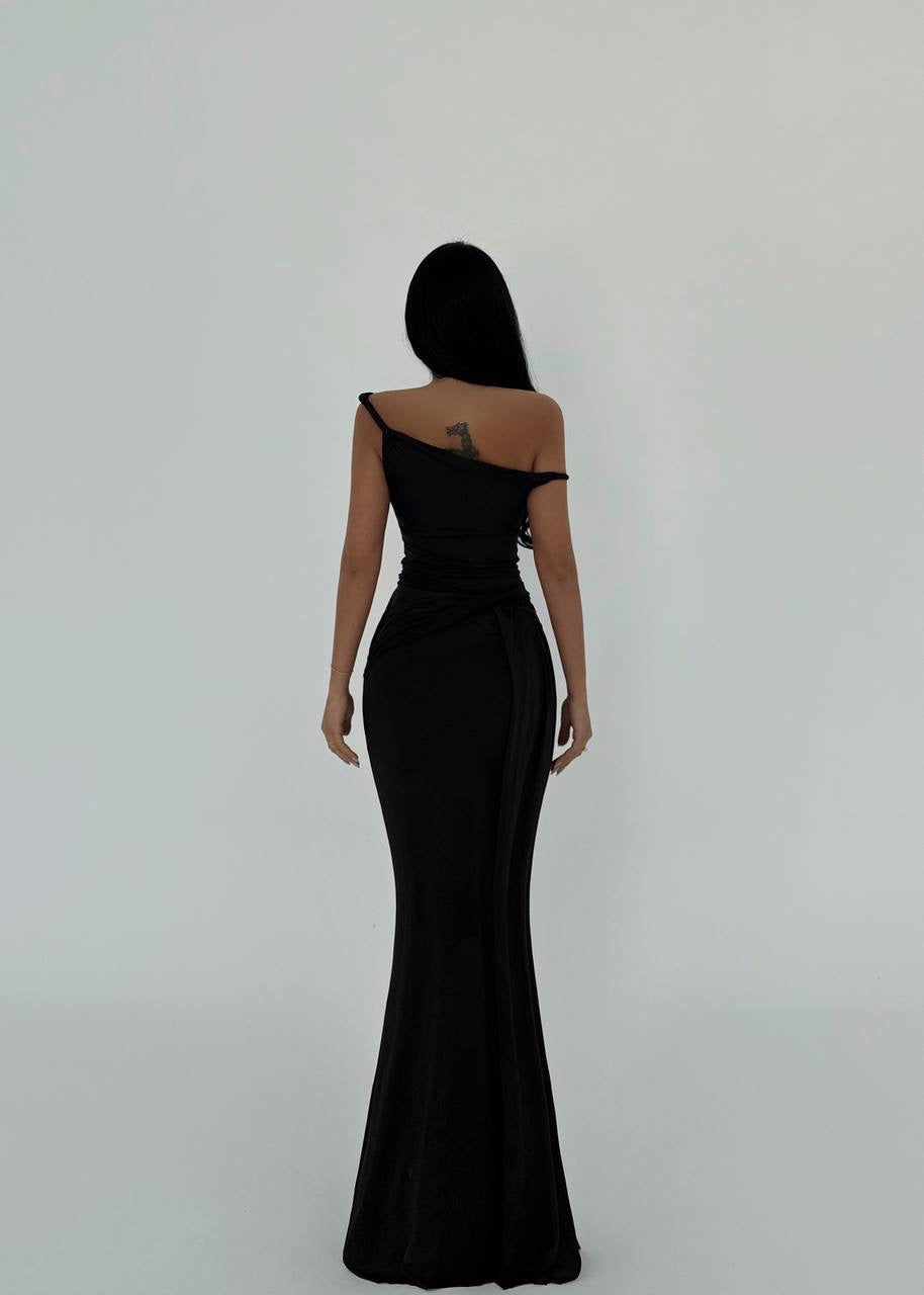 Black Strap Long Dress