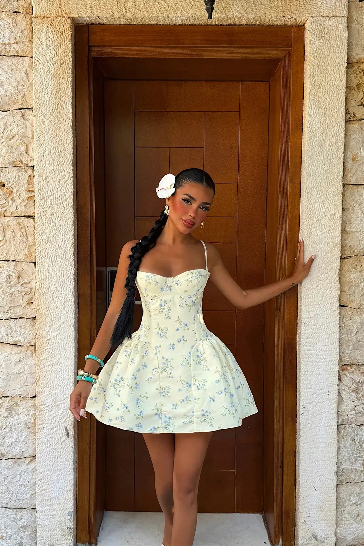 Yellow Floral Strappy Dress