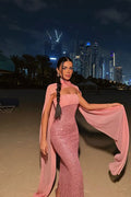 Powder Pink Sequin Strapless Dress
