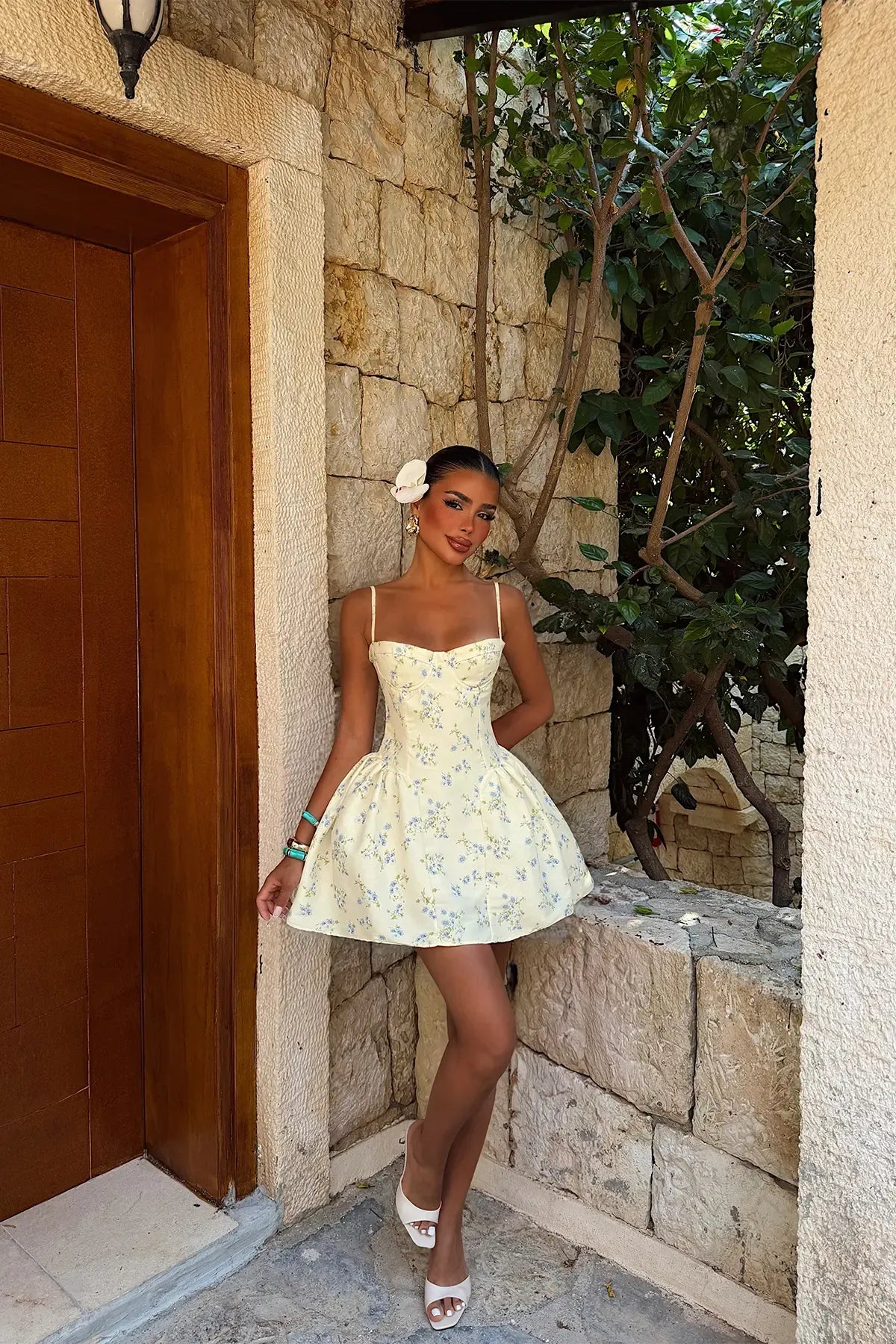 Yellow Floral Strappy Dress