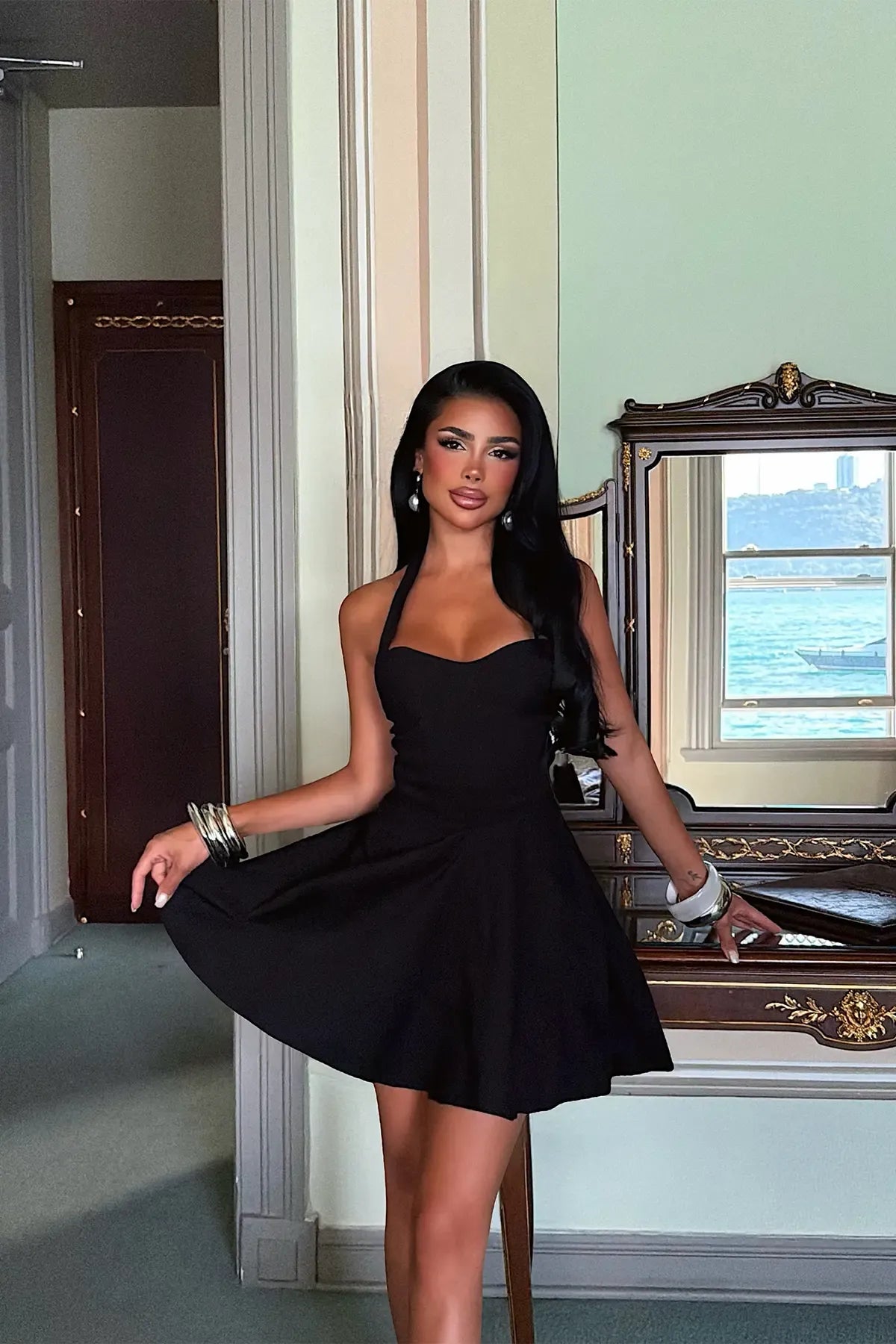 Black Back Detail Strappy Dress
