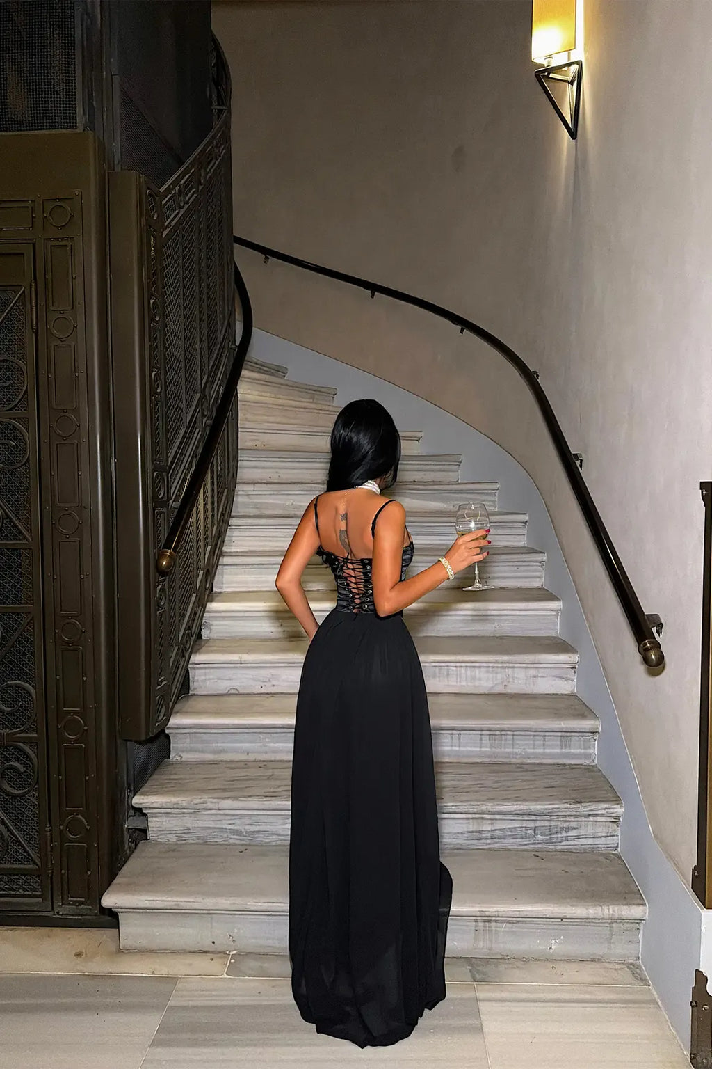 Black Long Dress with Straps
