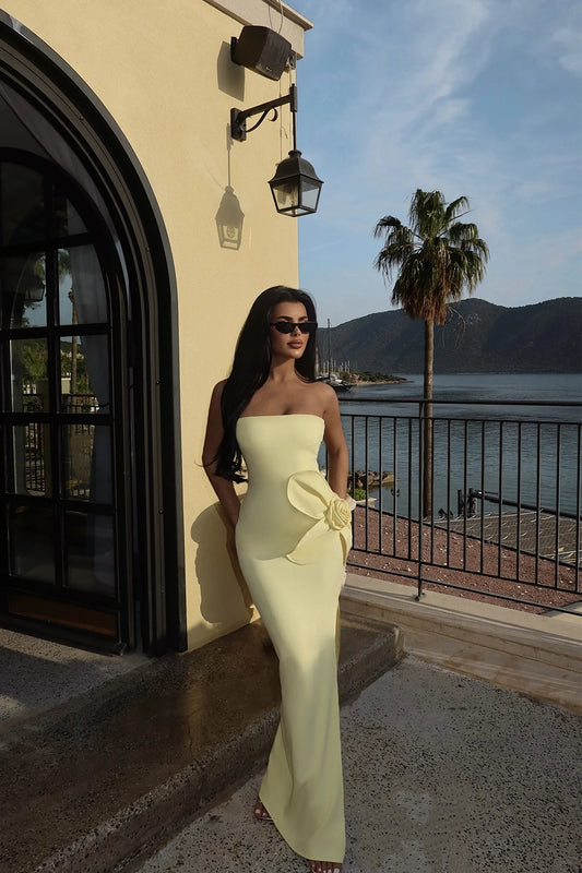 Daysi Yellow Strapless Dress