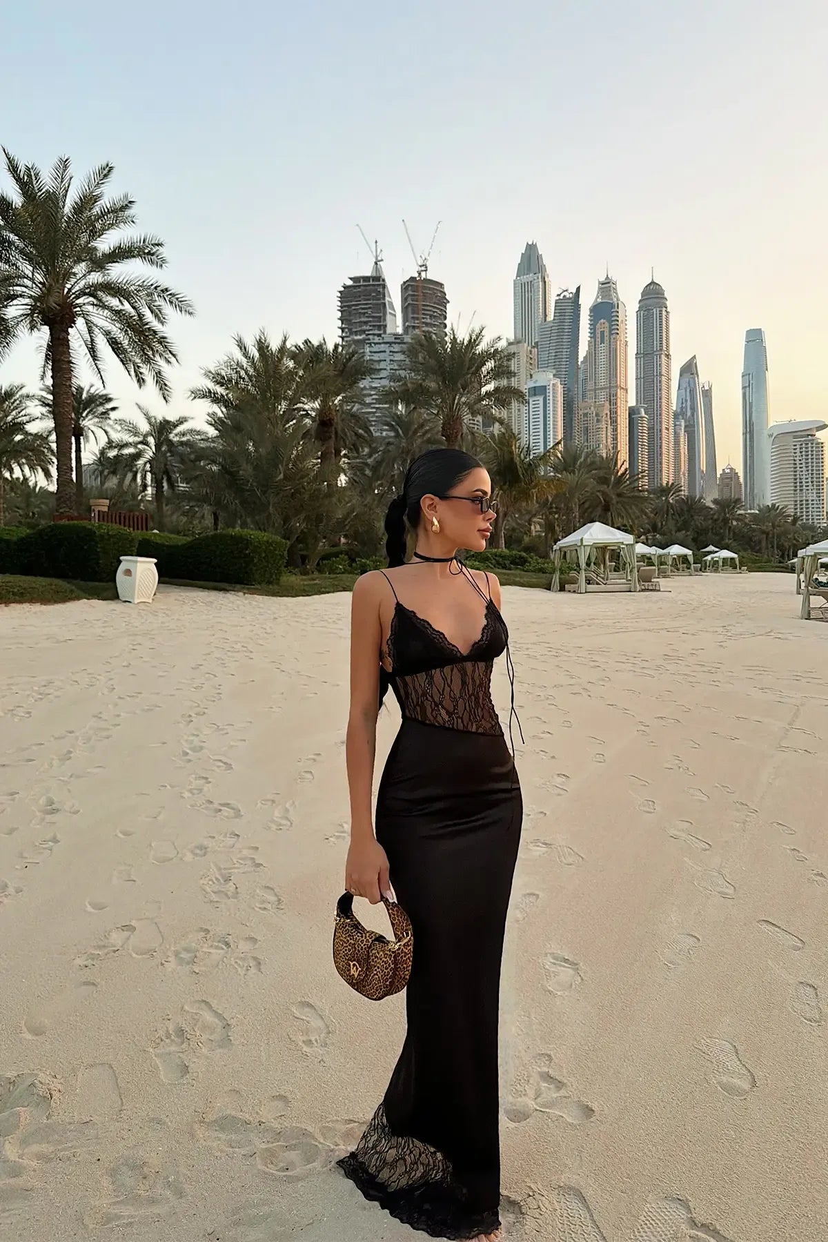 Black Lace Detail Strappy Dress