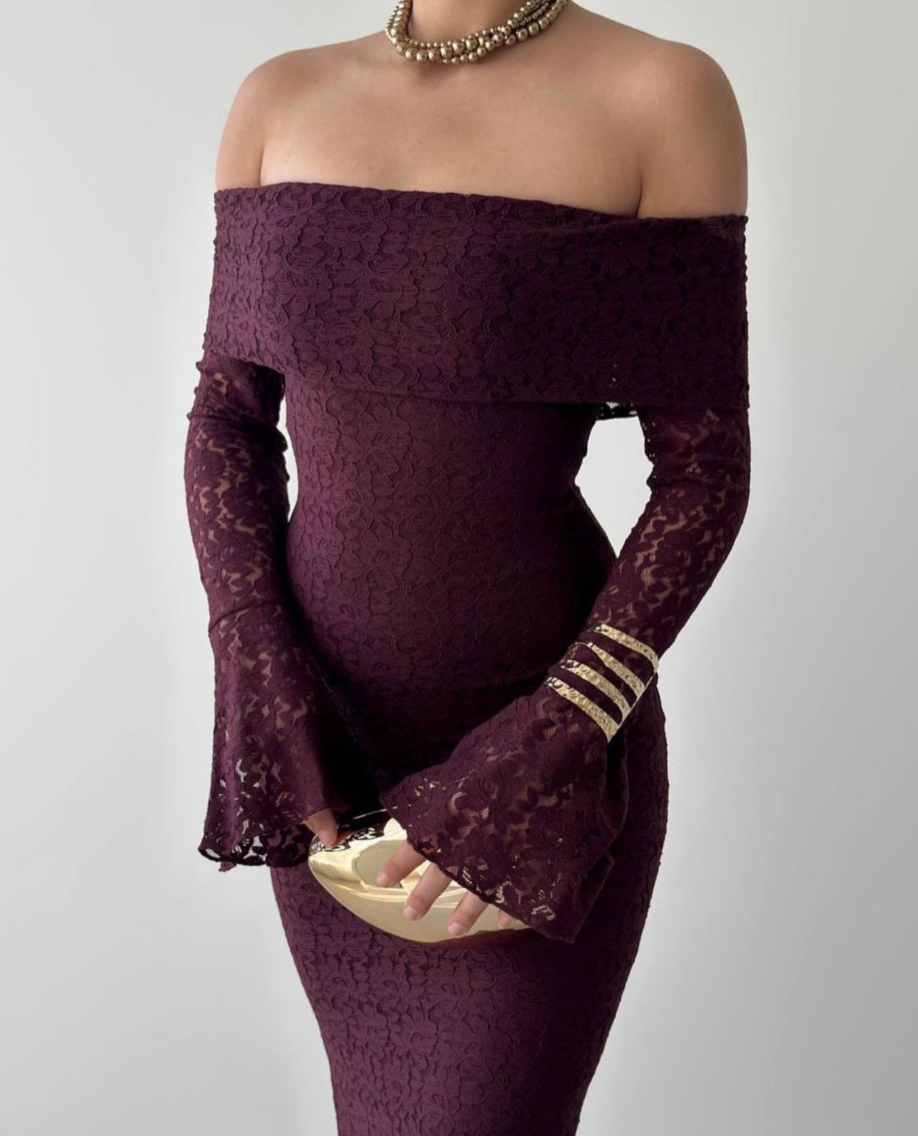 Alice Burgundy lace detail dress