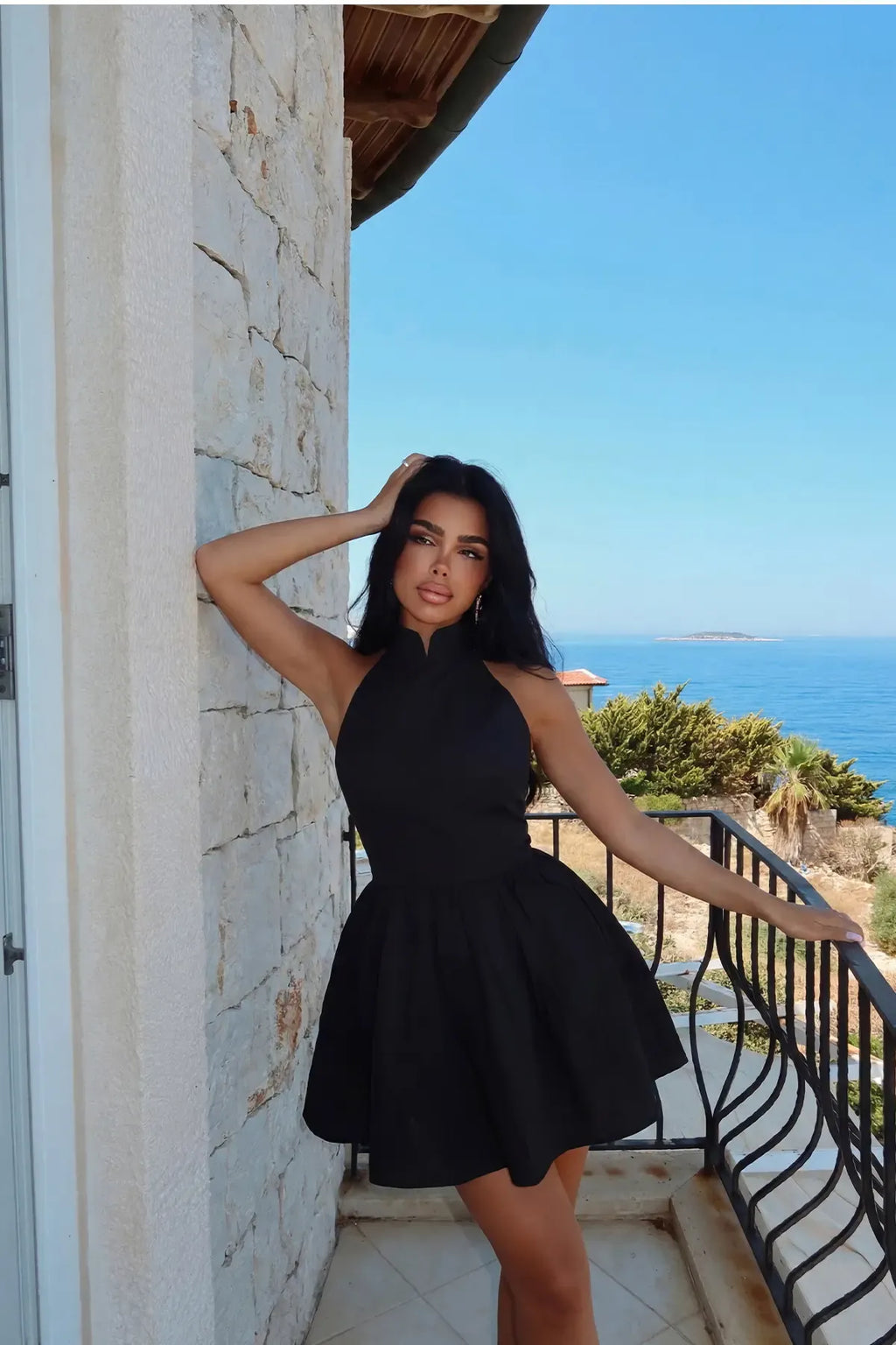 Black Belluno Mini Backless Dress