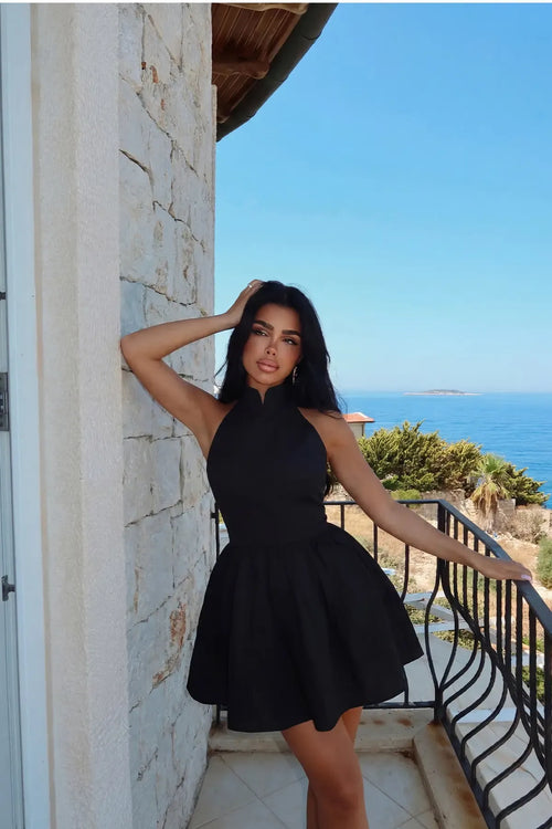 Black Belluno Mini Backless Dress