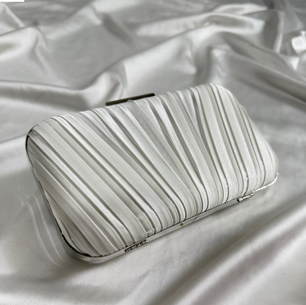 Pleated Model Evening Bag White