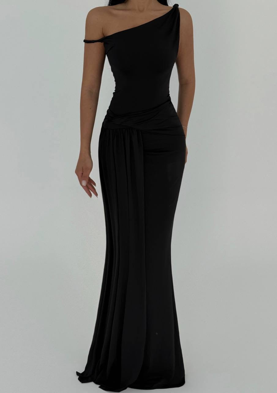 Black Strap Long Dress