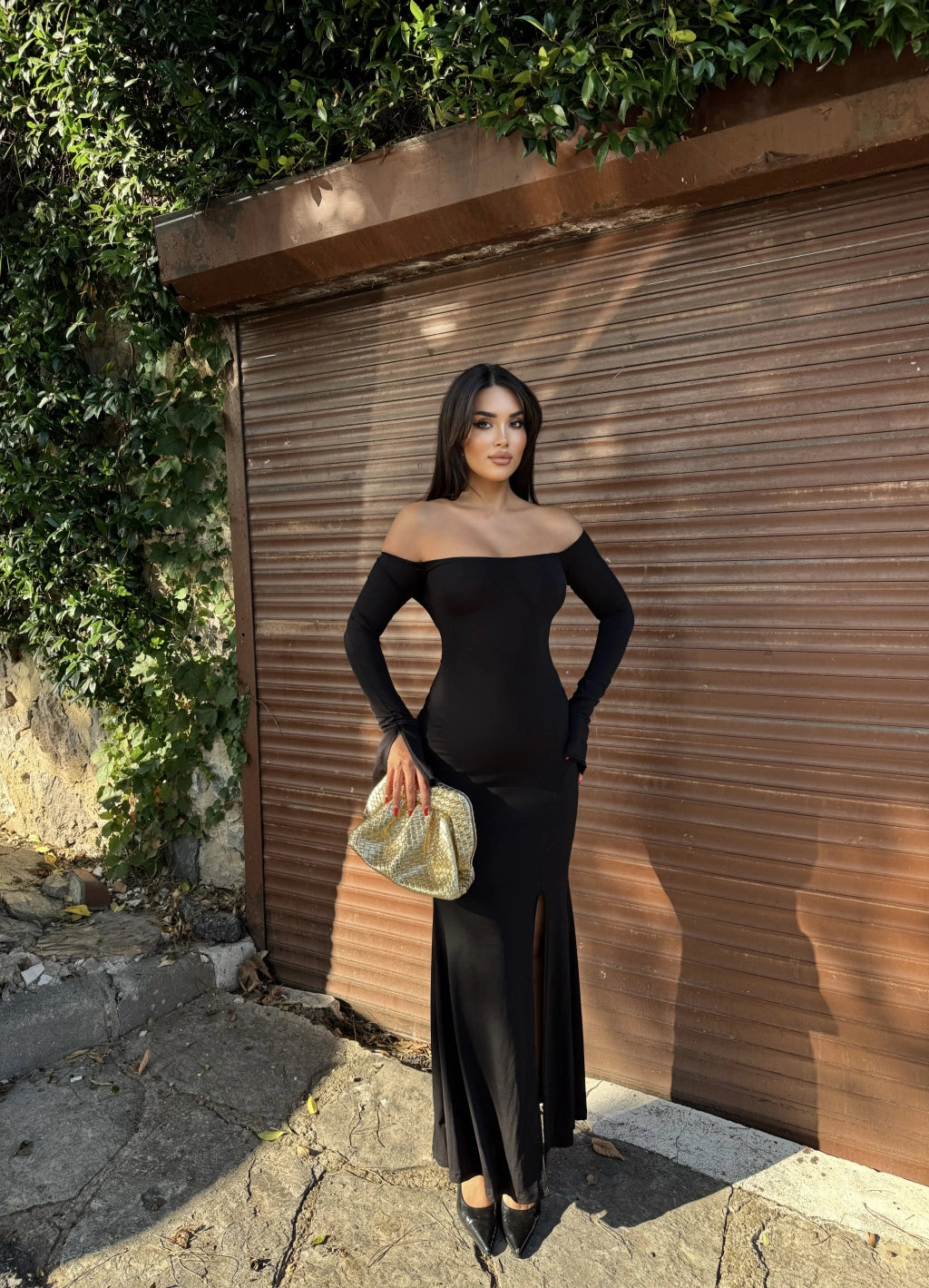 Black Single Slit Madonna Dress