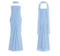 Gloria dress blue with scarf detail