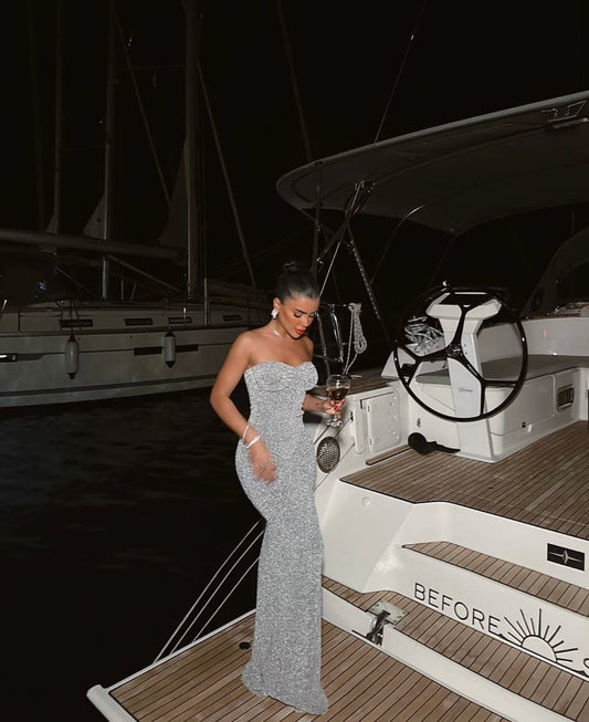 Dianora silver Lurex Long Dress