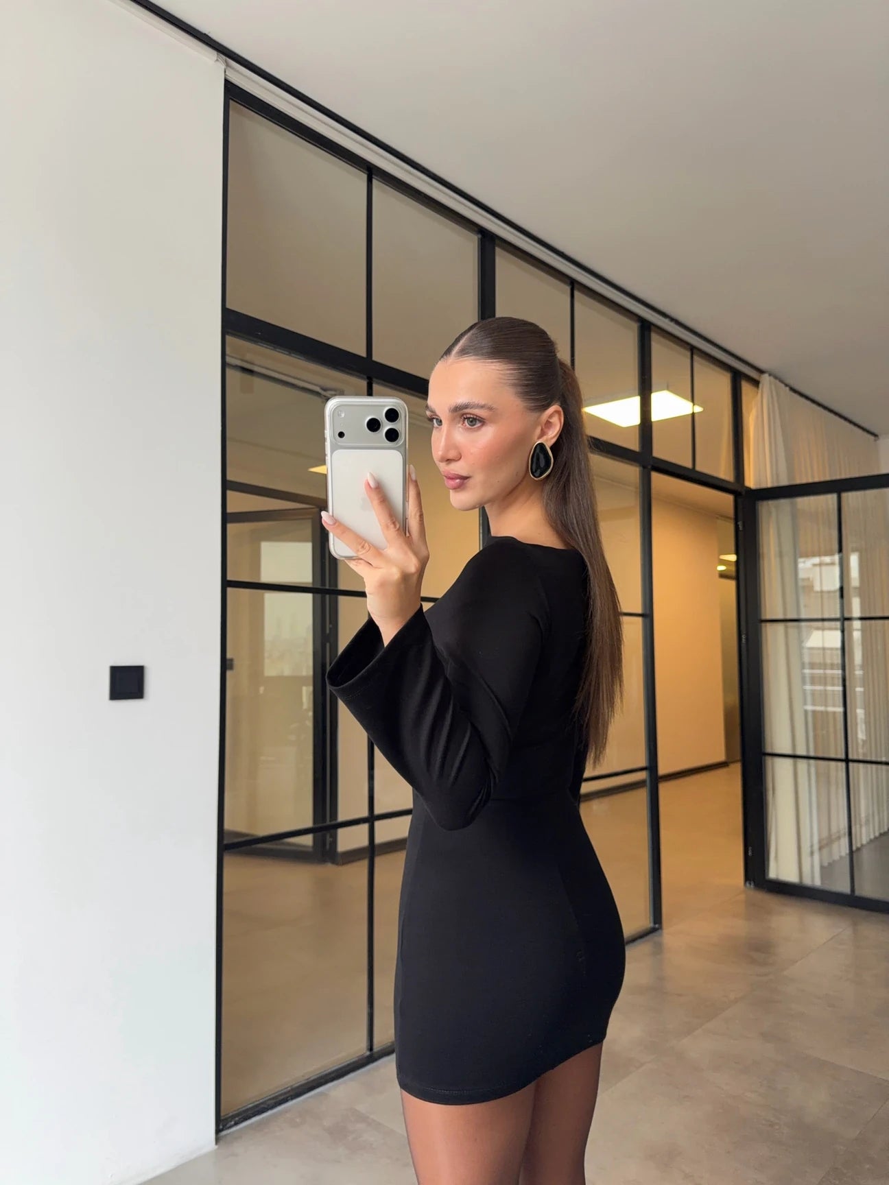 mini dress with skirt-black