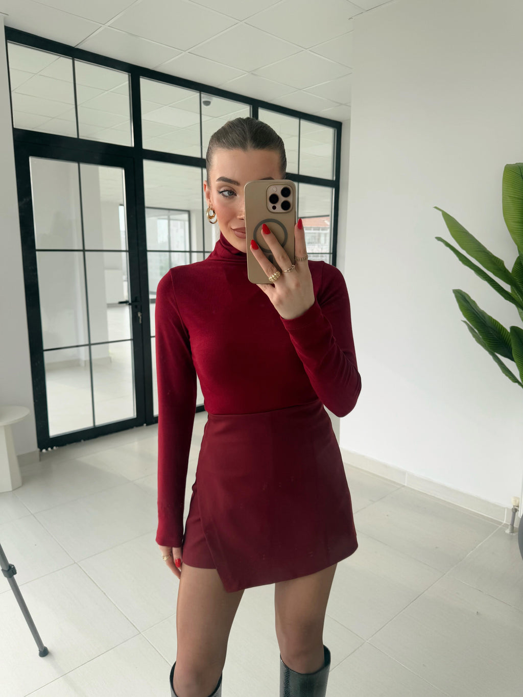 Burgundy skort