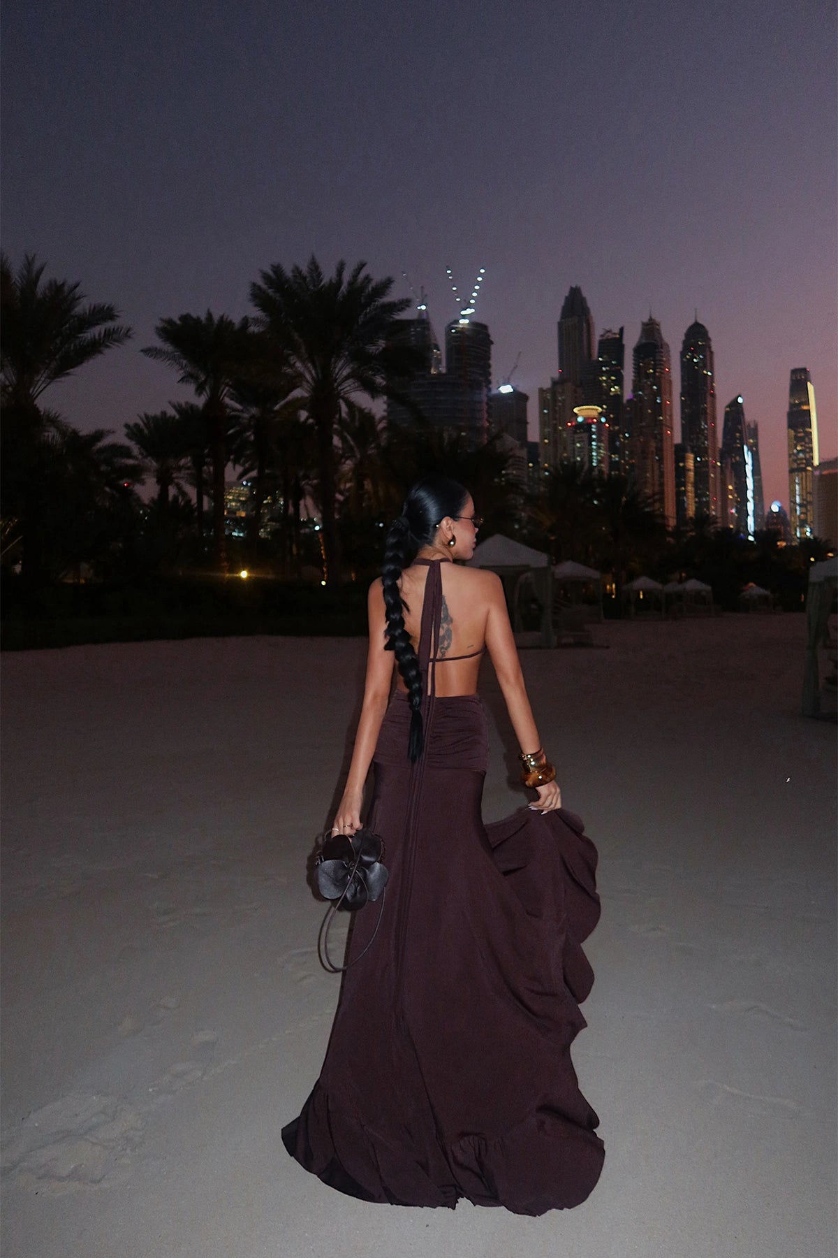 Brown Strappy Long Dress
