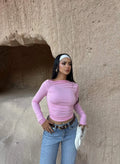 Pink Collar Lace Gathered Crop
