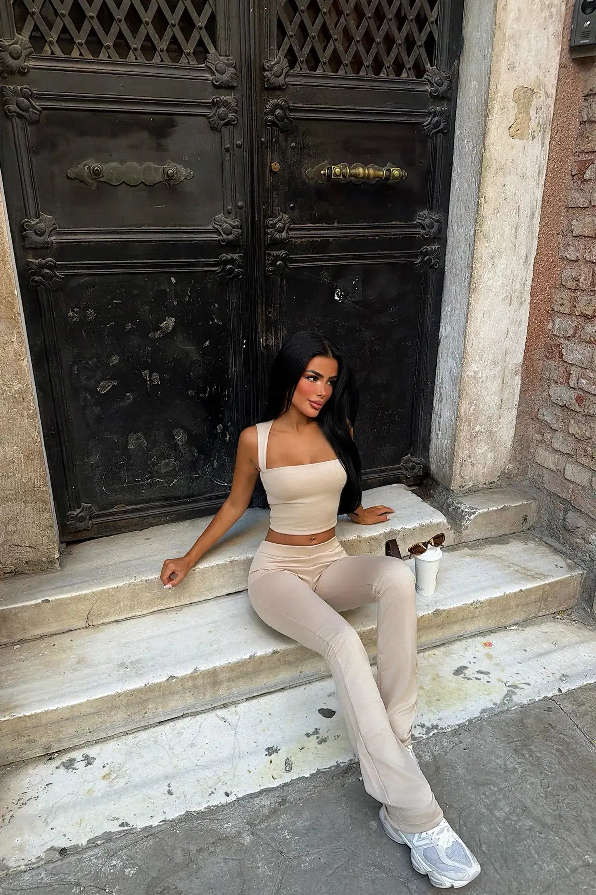 Beige Solis 2-Piece Yoga Set