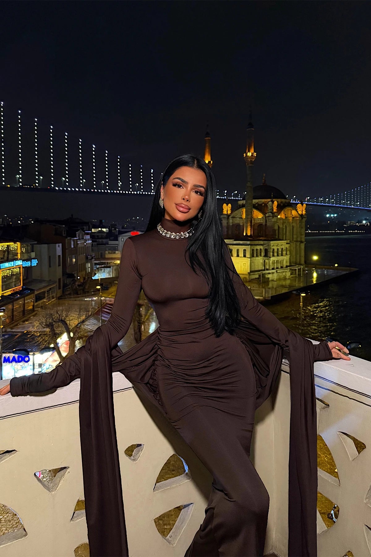 brown Long Evening Dress