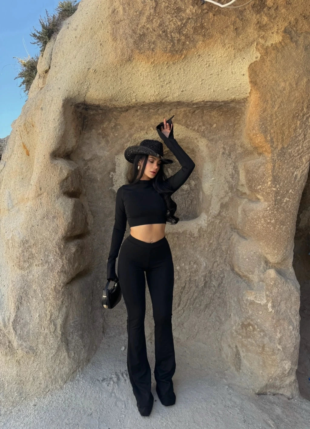 Black Spanish Leggings Crop Two Piece Set