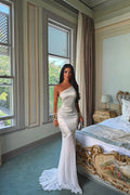 Off-White Satin Midi Dress