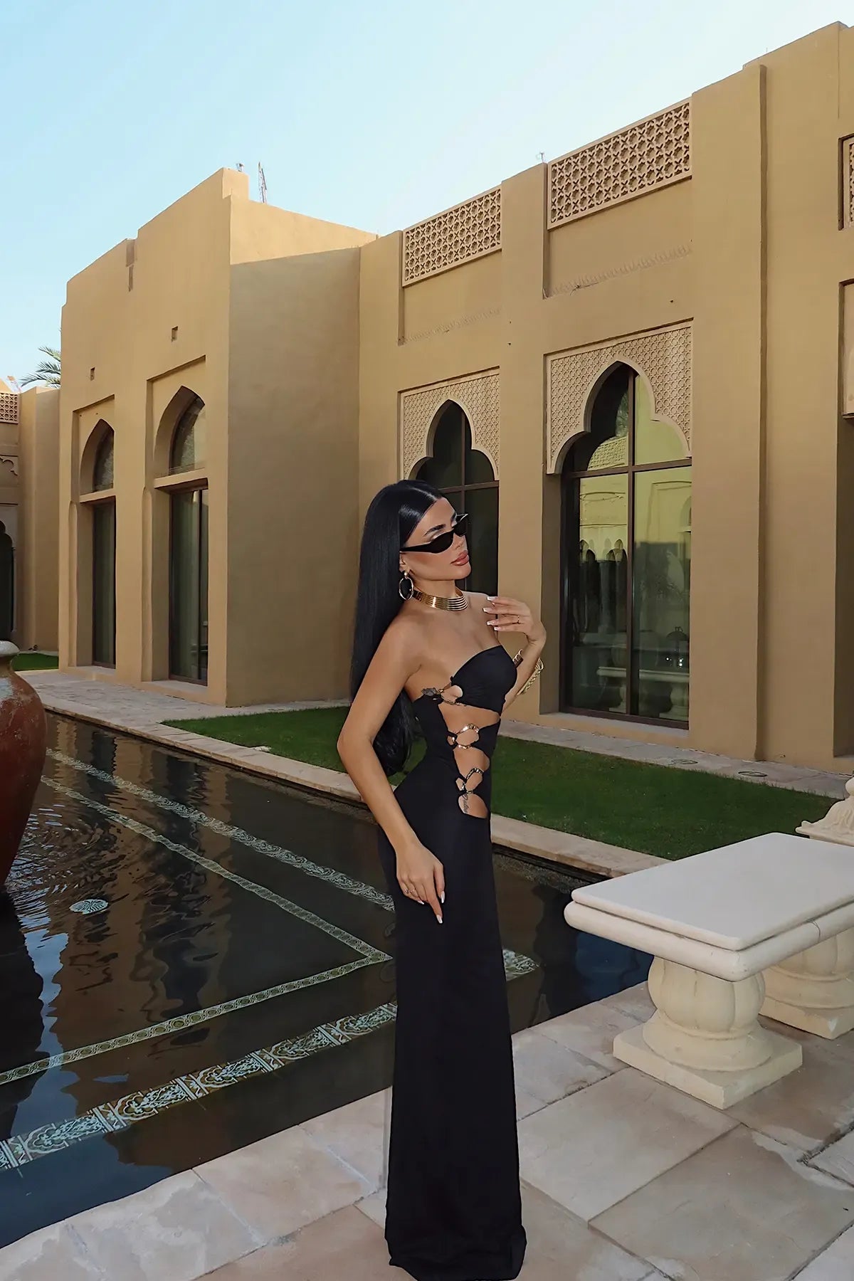 Black Dress with Buckle Detail